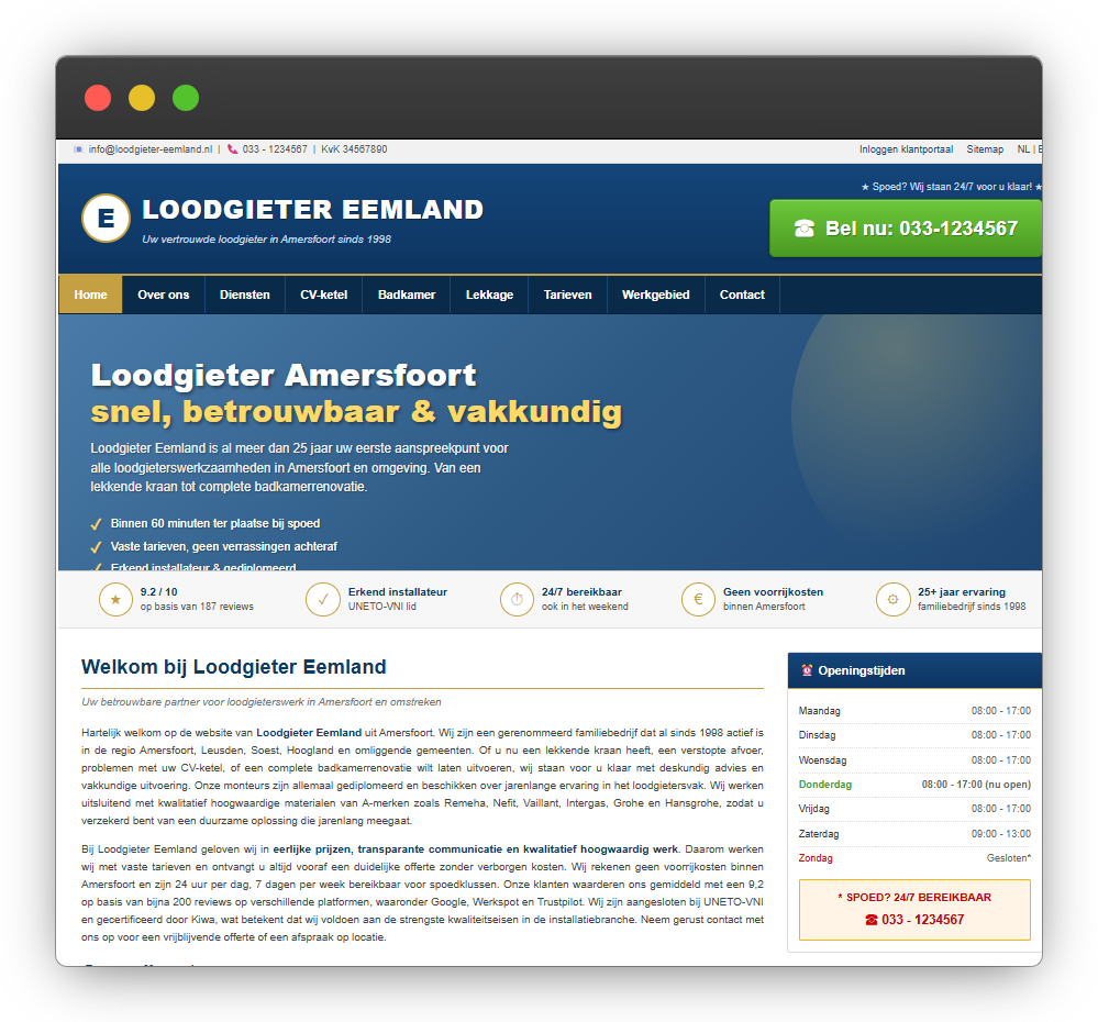 Oude website loodgieter